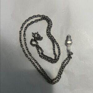 Silver Tone Chain Necklace with Vintage Champion Spark Plug Pendant